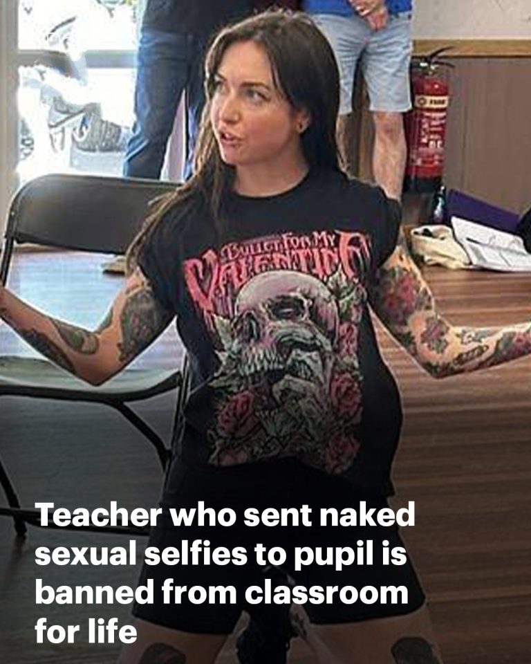 Drama teacher, 36, who sent naked sexual selfies to pupil saying she wanted to give them ‘all of me’ is banned from classroom for life