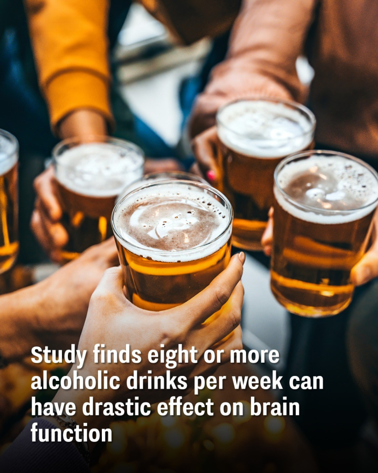 Study finds eight or more alcoholic drinks per week can have drastic effect on brain function